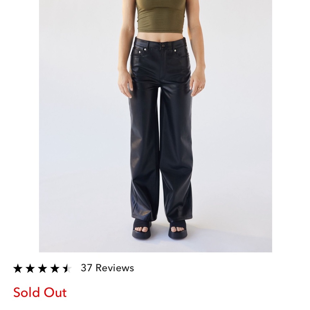 Urban Outfitters, Straight Leg Leather Pants, Color: Black, Size: US 30